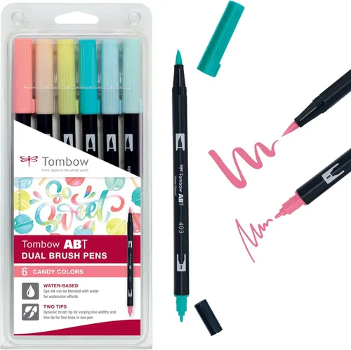 Tombow ABT-6P-4 ABT - Bolígrafos de doble pincel, color caramelo (paquete de 6)