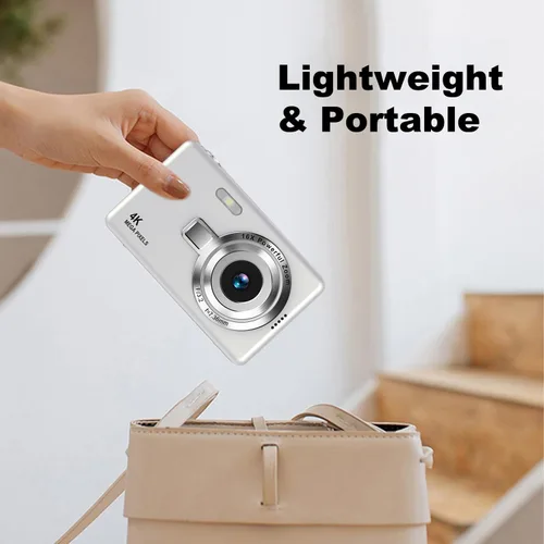 Miniatura 5 de Cámara digital, enfoque automático UHD 4K 50MP cámara de vlogging para fotografía con tarjeta SD de 32 GB, zoom 16X, antivibración, cámaras Plateado