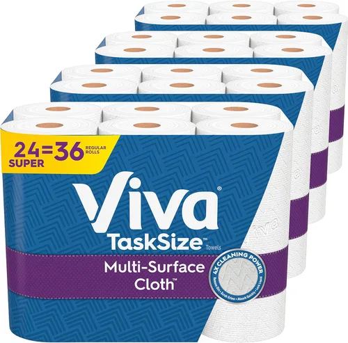 Miniatura 8 de Viva Toallas de papel de tela multisuperficie, tamaño de tarea: 12 súper rollos (2 paquetes de 6), 81 hojas por rollo