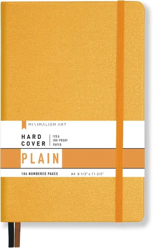 Miniatura 16 de Minimalism Art, Premium Hard Cover Notebook Journal, X-Large Size, Master A4 8.3" x 11.4", 186 Numbered Pages, Gusseted Pocket, Ribbon Bookmark