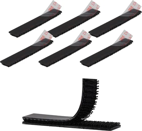 Miniatura 14 de 3M SJ3550 1 x 2 pulgadas, 10 unidades de cierre resellable negro resistente cinta entrelazada en forma de hongo cinta de montaje de gancho adhesivo
