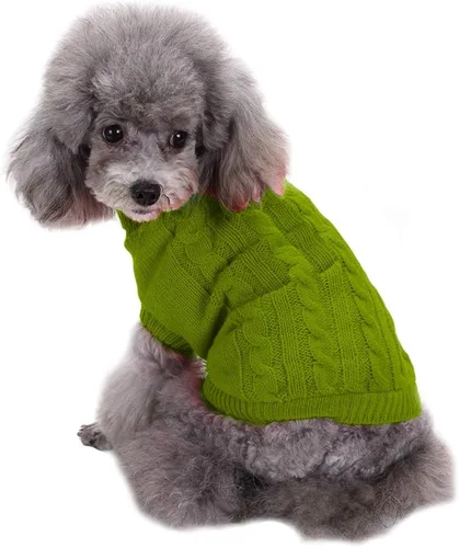 Miniatura 24 de Suéteres tejidos para perros pequeños, sudadera cálida para mascotas y gatos, ropa de invierno, suéter para gatitos y cachorros (Grande, azul claro)