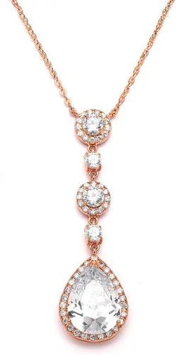 Mariell - Collar de novia y boda, collar con colgante de gota de cristal de circonita cúbica para novias, damas de honor, graduación, regreso a
