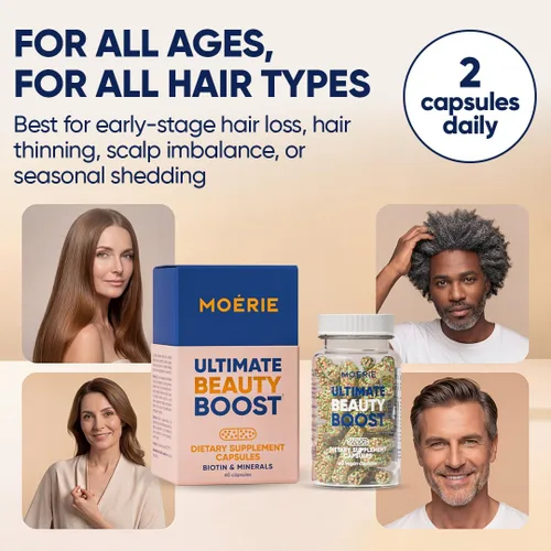 Miniatura 5 de Moerie Suplementos definitivos para el crecimiento del cabello para mujeres y hombres, para cabello, piel, uñas, vitaminas con biotina y minerales