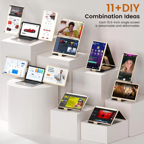 Miniatura 3 de Extensión de Pantalla para Laptop de 15.6 Pulgadas, Monitor Portátil FHD de 1080P con 120% sRGB, Pantalla Desmontable de 235º de Rotación, Conectar