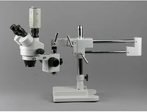 Miniatura 4 de AmScope Microscopio de zoom estéreo trinocular profesional SM-3TX, oculares WH10x, aumento de 3.5X-45X, objetivo de zoom 0.7X-4.5X, iluminación