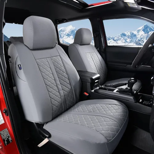 Miniatura 21 de Truckiipa Fundas de Asiento Automotrices Ajuste para Toyota Tacoma Asiento Delantero de Cuero Impermeable Cobertura Completa Fundas de Asiento