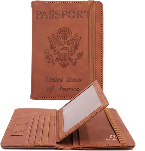 Miniatura 31 de Melsbrinna - Funda para pasaporte, ranuras para tarjetas, bonita funda para pasaporte para mujeres/hombres, resistente al agua con bloqueo RFID