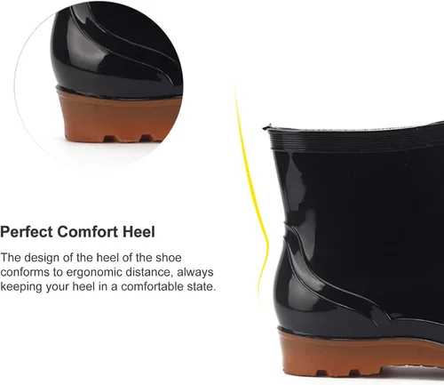 Miniatura 4 de Botas de lluvia para hombre, resistentes y antideslizantes, antideslizantes, de plástico, de cemento, botas de lluvia de tobillo