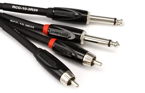 Miniatura 7 de Cable de Interconexión Serie Negra Roland, RCA Dual a Dual 1/4 Pulgadas, 5 Pies