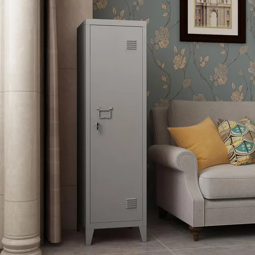 Miniatura 4 de MIOCASA Gabinete de metal para oficina en casa con puertas y estantes con cerradura para archivadores organizadores de abrigos para niños Gris