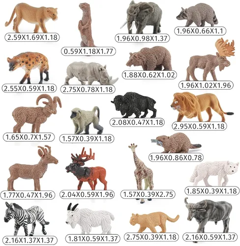 Miniatura 6 de Juego de 21 mini figuras de animales salvajes, figuras de animales de la selva de la sabana, mini recuerdo de fiesta, decoración de pastel
