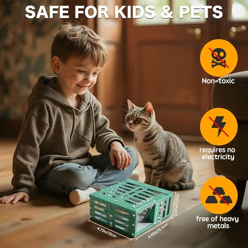 Miniatura 4 de Trampas humanitarias para ratones pequeños, trampa de metal reutilizable para atrapar y liberar en vivo, segura para niños y mascotas, fácil de usar