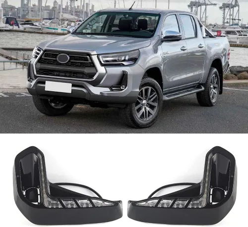 Parachoques delantero de coche LH/RH luz antiniebla DRL Accesorios para auto, luz LED de circulación diurna, compatible con Toyota Hilux 2020 2021,
