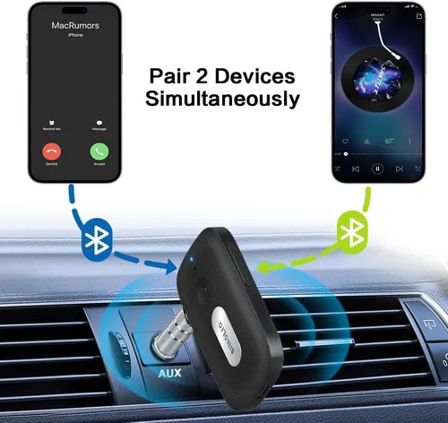 Miniatura 8 de SIMOLIO Receptor Bluetooth para automóvil, batería de 35 horas, control de volumen, cancelación de ruido, adaptador Bluetooth AUX Bluetooth