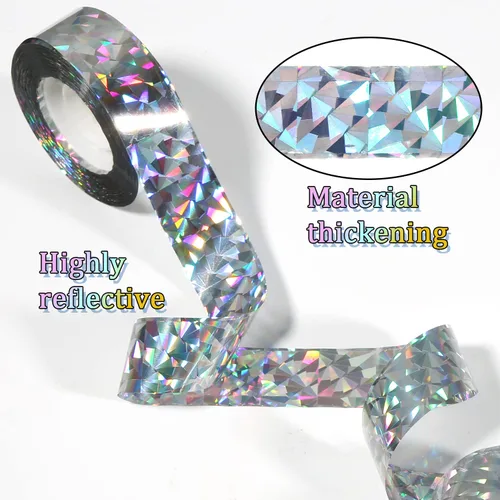 Miniatura 3 de 2 cintas reflectantes para pájaros para exteriores, 328 pies, repelente de miedo de pájaros, cinta holográfica reflectante de doble cara