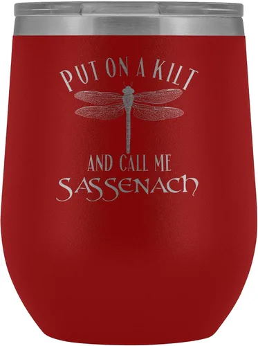 Miniatura 5 de Outlander Vaso de vino Put On A Kilt and Call Me Sassenach de 12 onzas de acero inoxidable grabado, taza para bebidas frías y calientes, color negro