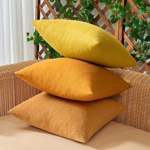 Miniatura 5 de Juego de 2 fundas para cojines de exterior, impermeables, decorativas, de lino, para casa de campo, fundas sólidas para cojines para tienda