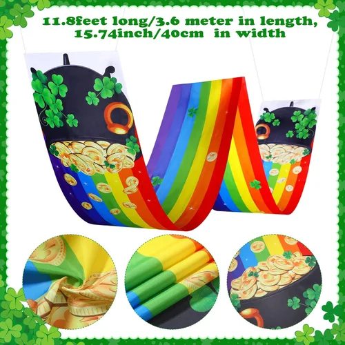 Miniatura 2 de Frienda Cartel de techo de arco iris, decoraciones del día de San Patricio, 11.8 pies x 15.75 pulgadas, poliéster, aula, fiesta