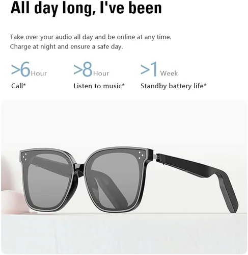 Miniatura 3 de Lentes de sol inteligentes Bluetooth para hombres y mujeres, gafas de audio con altavoces, protección UV400, asistente de voz, disparo remoto, carga
