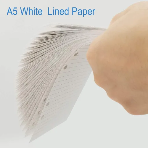 Miniatura 3 de Papel rayado A5, recambios para planificador Filofax, organizador, carpetas, perforado de 6 agujeros, 100 hojas/200 páginas, 100 g/m², blanco, 5.8 x