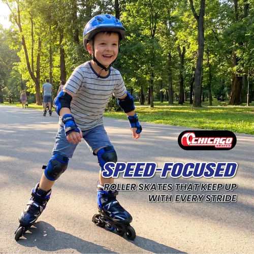Miniatura 5 de Chicago Inline Skates for Kids – Durable Top Performance Roller Blades with Secure Fit, Breathable Mesh Boot & Power Strap – 70mm Urethane Wheels