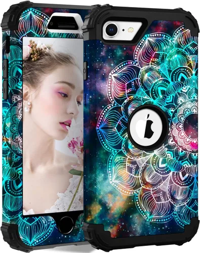 Miniatura 15 de Hocase Funda para iPhone SE 2022/2020, resistente a prueba de golpes, de plástico duro+goma de silicona, funda protectora híbrida para iPhone SE