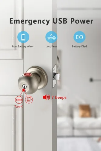 Miniatura 6 de Cerradura de puerta inteligente, perilla de puerta de huellas dactilares con cerradura, cerradura de puerta biométrica de bloqueo automático