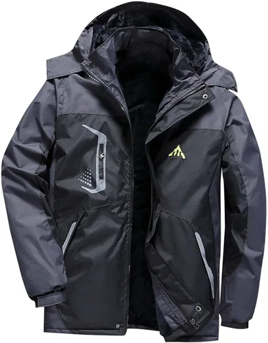 Miniatura 9 de Chaqueta de esquí impermeable para hombre, abrigo de nieve de forro polar, resistente al viento, con capucha, rompevientos, montaña, ropa