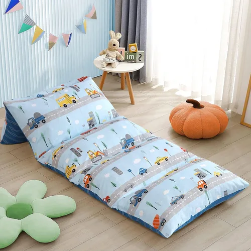 Miniatura 7 de Boston Linen Co. - Funda de almohada de suelo para niños, funda de cama Roadster Roar tumbona para niños y tumbona de almohada para lectura, tiempo