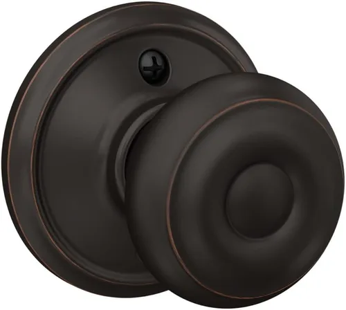 Miniatura 6 de SCHLAGE F10 GEO 716 Pomo de Puerta Georgiano, Cerradura de Paso para Pasillo y Armario, Bronce Envejecido (Paquete de 4)