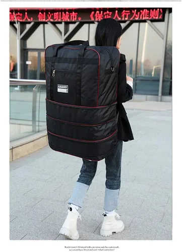 Miniatura 8 de Radefasun Bolsa de viaje Oxford expandible extra grande con ruedas, impermeable, ligera, plegable, maleta, Negro -, Equipaje extensible central