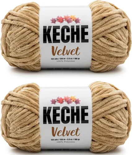 Miniatura 155 de Keche Hilo de terciopelo para ganchillo, manta de felpilla suave, voluminosa, hilo amigurumi, 3.53 oz (132 yardas), color azul bebé