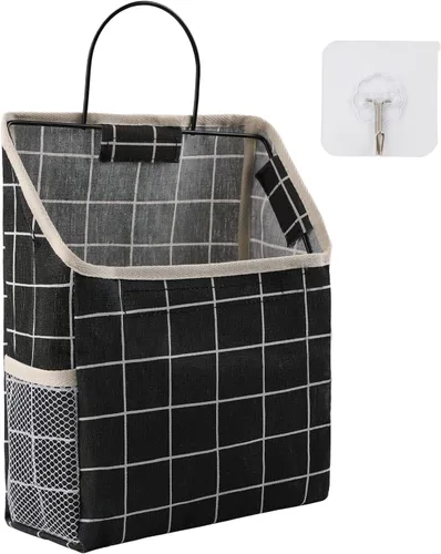 Surblue Bolsa de almacenamiento para colgar en la pared con gancho adhesivo, almacenamiento colgante de armario para bolsillo, bolsa organizadora de
