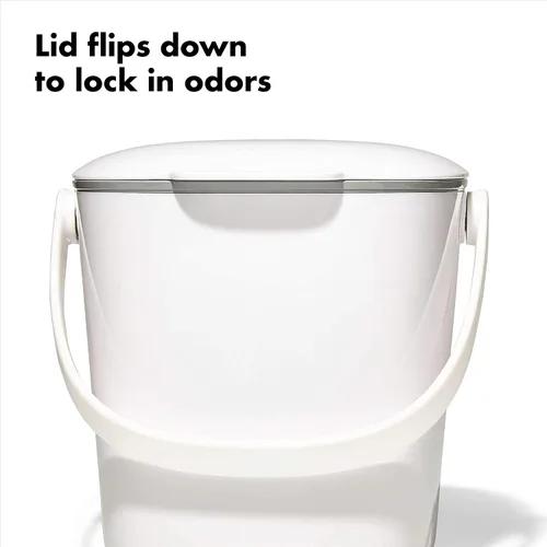 Miniatura 4 de OXO OXO Good Grips - Cubo de basura para compost (1,75 galones/6,62 L)., Blanco/Gris
