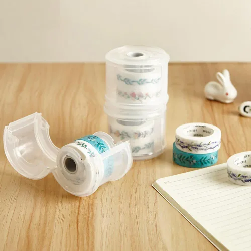 Miniatura 2 de Dreamty - 2 unidades de soporte dispensador de cinta Washi, cortador de cinta portátil redondo transparente con cubierta a prueba de polvo