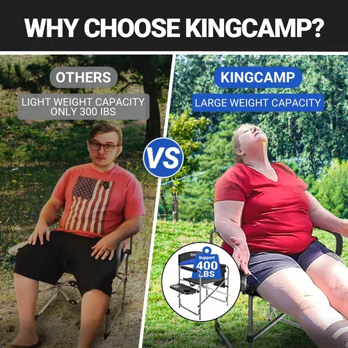 Miniatura 4 de KingCamp 2-Pack Silla de Camping para Directores con Asientos Plegables y Acolchados Portátiles, Azul Negro/Azul Real
