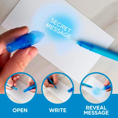Miniatura 5 de Paquete de marcadores de tinta invisible que desaparecen personalizados, escritor de mensajes secretos personalizados con luz UV, diversión
