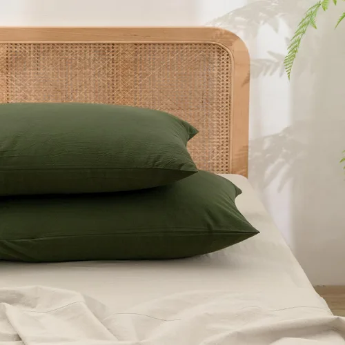 Miniatura 6 de BESTOUCH 100% Algodón Lavado Funda de Almohada para Cabello y Piel, Sensación de Lino, Suave, Cómoda, Transpirable, Juego de 2 Fundas de Almohada