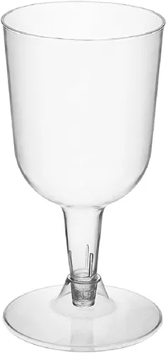 Party Essentials Copas de vino desechables de plástico duro de dos piezas, 20 unidades, 7 onzas, transparente