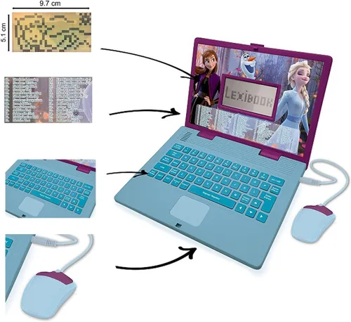 Miniatura 3 de LEXiBOOK Disney Frozen 2 - Laptop Educativo y Bilingüe Español/Inglés - Juguetes para Niñas con 124 Actividades para Aprender, Jugar Juegos y Música