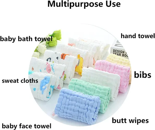 Miniatura 7 de 10 toallas de mano de algodón de 6 capas, ultra absorbentes, suaves, toallas de baño multiusos para niños y adultos, uso diario