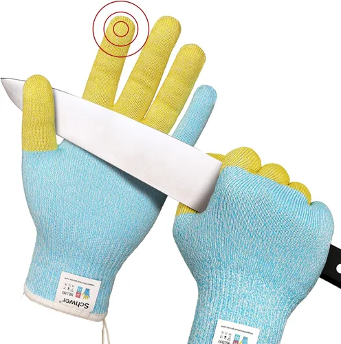 Guantes Schwer SlicePro patentados resistentes al corte AR1345 con refuerzo ANSI A9 de 4 dedos, guantes de corte de grado alimenticio y pantalla