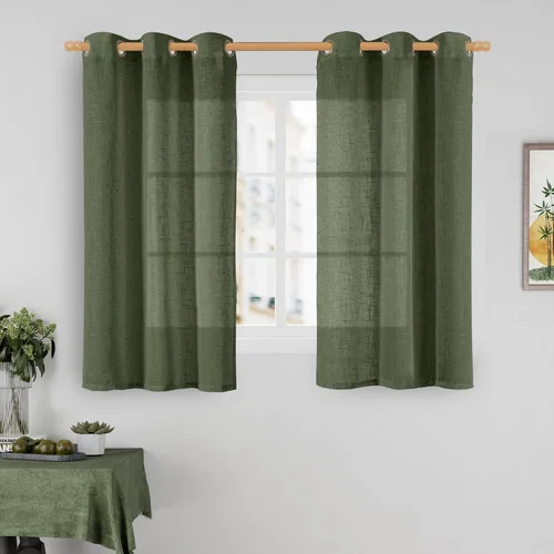 Miniatura 92 de LAMIT Cortinas de lino marrón caramelo para sala de estar, 84 pulgadas, de lino sintético, texturizado, filtrante de luz, paneles de privacidad