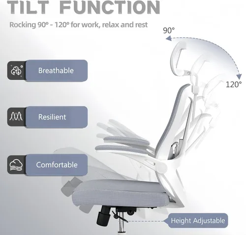 Miniatura 3 de Ergonomic Office Chair - 350LB Comfy Desk Chairs with Adjustable Lumbar Back and Support, Mesh Computer Chairs with Wheels and Arms for Home Office