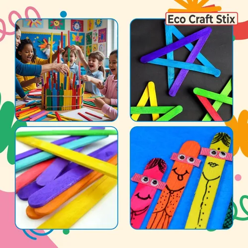 Miniatura 7 de Palitos de manualidades jumbo de colores Eco Craft Stix de 6 pulgadas, paquete de 1,000 unidades de palitos de manualidades jumbo