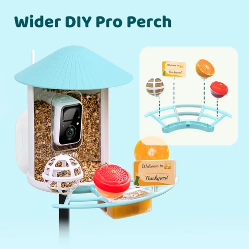 Miniatura 2 de NETVUE by Birdfy Pro Perch - Percha de extensión más amplia para complementos de bricolaje, incluyendo bola de sebo, mini comedero para colibríes