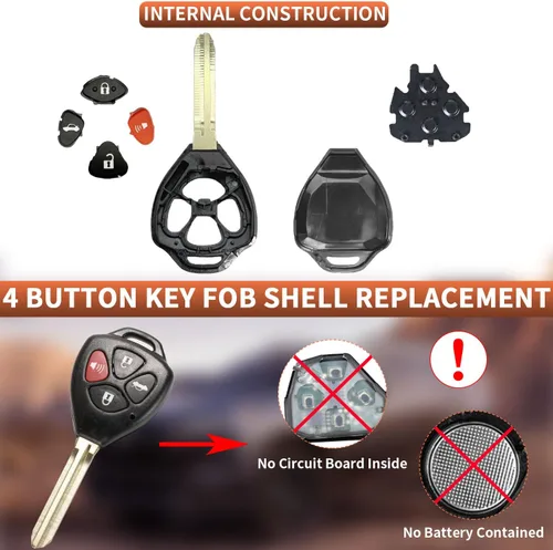 Miniatura 2 de Funda de repuesto para llavero Toyota Camry Corolla Venza Avalon 2007 2008 2009 2010 2011 2012 2013 HYQ12BBY GQ4-29T Control remoto de entrada sin