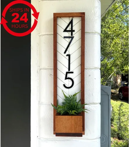 Miniatura 3 de Fairview - Maceta vertical para tu casa, placa vertical de números de casa fuera de casa, placa de dirección de números de casa, letrero de número
