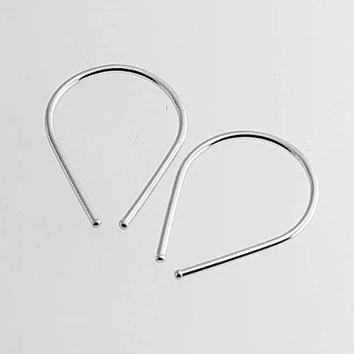 Miniatura 30 de Aretes pequeños de plata de ley 21 GA de 0.472 in con gancho de arco de herradura